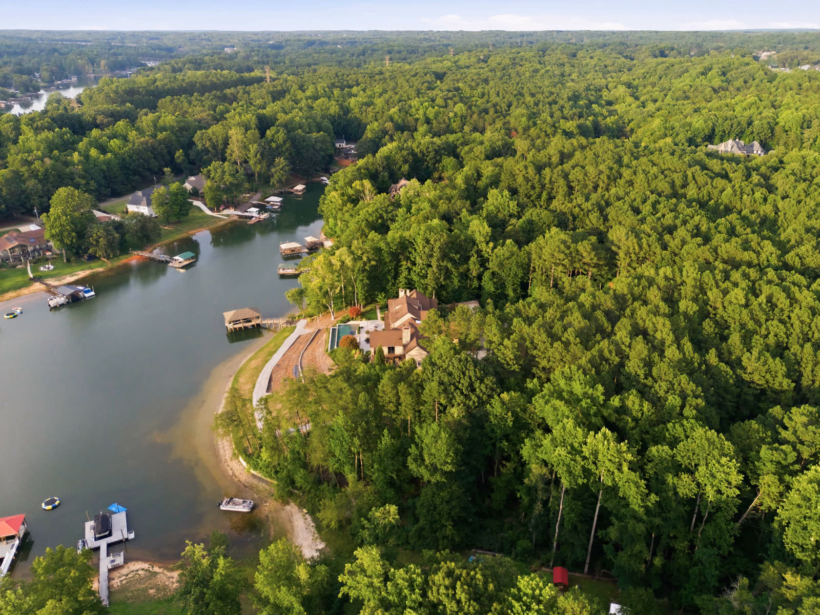 The shoreline and three waterfront parcels