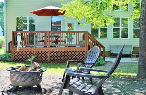 Plenty of room in the backyard for fun and relaxing.
