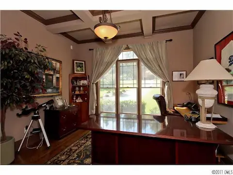 Office - Coffered ceiling in Main Level Office/LR