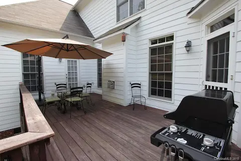 Access to deck from kitchen and master bedroom.