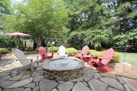 Large stone fire pit.