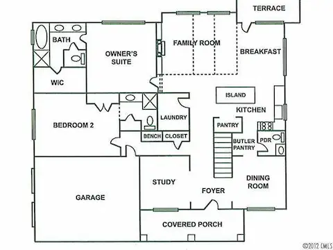 Exterior Front - Main level plan