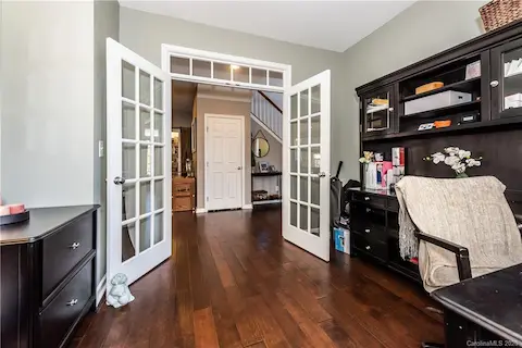 Office has french doors with transom