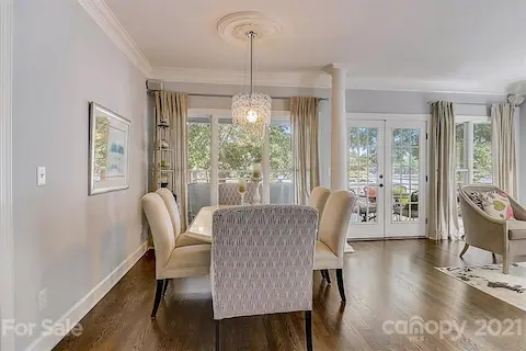 Open dining area with a beautiful lake view