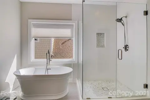 Freshly renovated primary bathroom