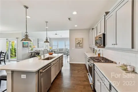 Kitchen with view to great room.