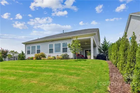 Landscaped back yard.
