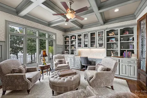 Library with coffered ceiling detail