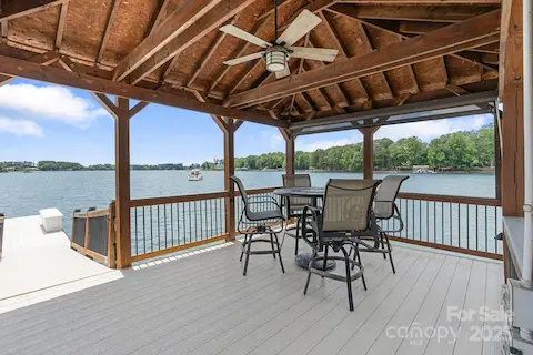 Covered sitting area at the dock