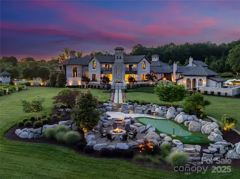 Side Elevation featuring private putting green and fire pit.
