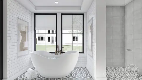Concept Photos of Primary Bathwith soaking tub & custom tileflooring