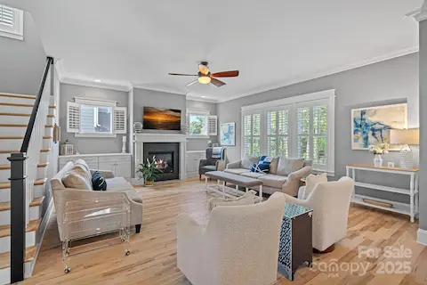 Plantation shutters throughout, large family room