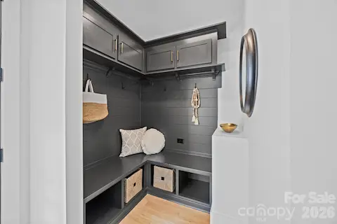 Convenient drop zone off of garage and side door entry off of kitchen