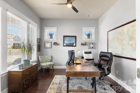Main floor office with french doors