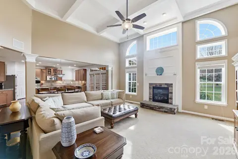 Coffered ceilings in the Greatroom