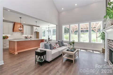 Seamlessly flow from the living room to kitchen.