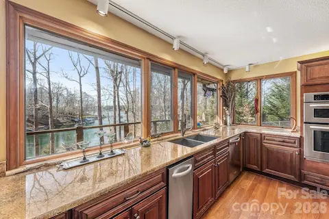 Kitchen with big windows