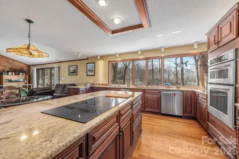 Kitchen and island