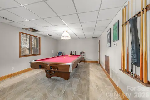 Pool table bonus room in walk out basement