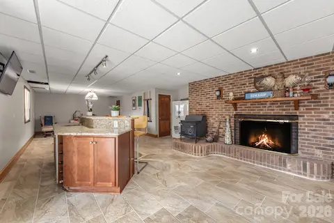 Bar area with fireplace