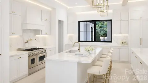 Rendering of luxury kitchen and islands