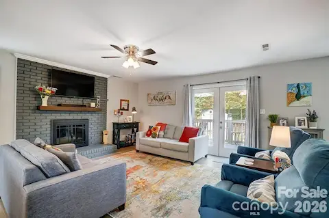 Great open floor plan with french doors to large upper deck