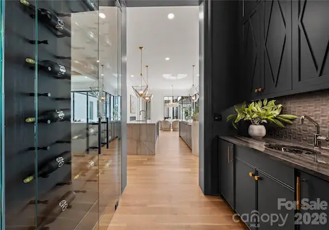 Wet bar with glass wine cabinet