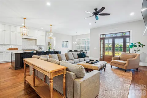 Open floorplan with lots of light and access to a large back porch. 