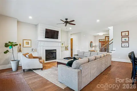 Living area with fireplace