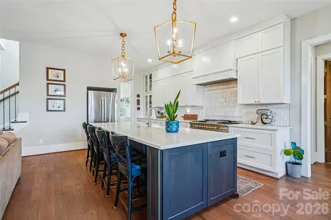 Kitchen and island