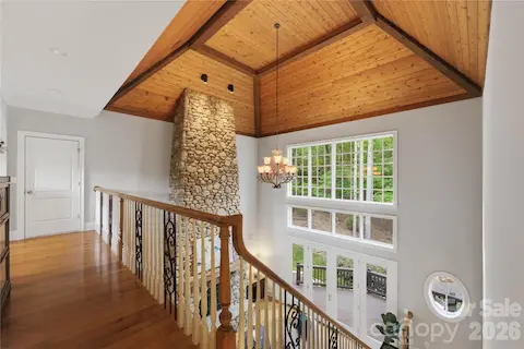 Cedar paneled ceiling
