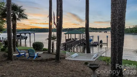 West-facing sunset view over Lake Norman.