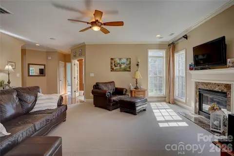Oversized Living Room with Fireplace