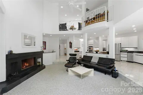 Family room with fireplace