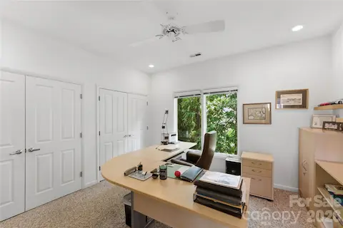 Guest bedroom on second level. Currently set up as an office