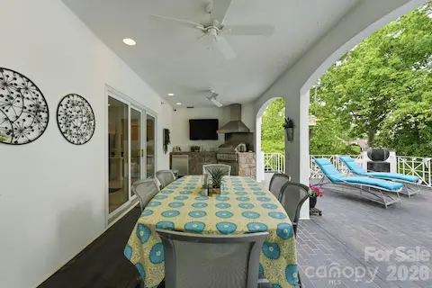 Lower level covered porch area.