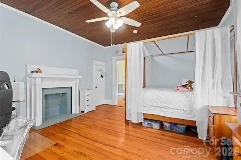 Second floor bedrooms are spacious with hardwood floors, wood bead board ceilings, fireplaces and closets.  Bedroom 2 of 5
