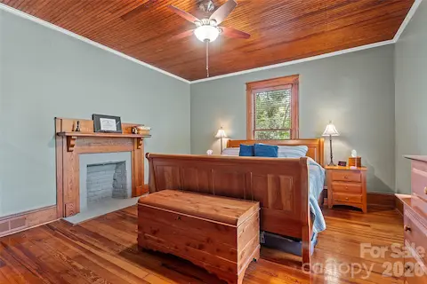Second floor bedrooms are spacious with hardwood floors, wood bead board ceilings, fireplaces and closets.  Bedroom 5 of 5