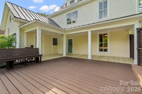 Expansive deck, freshly stained and with replacement wood