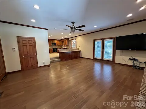Family room view of Kitchen