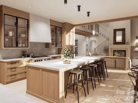 Large island with breakfast bar