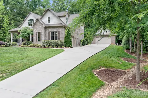 Landscaping extends to side yard