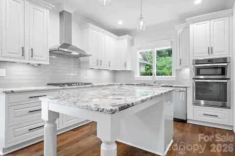 Island kitchen, wall oven microwave