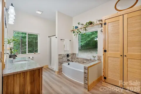 Barndominium primary bathroom