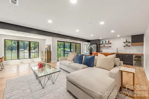 Down stairs open concept entertaining space