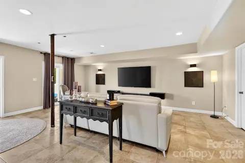 media area walk out finished basement