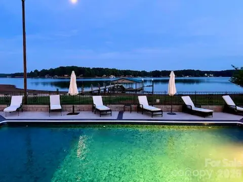night time pool and lake