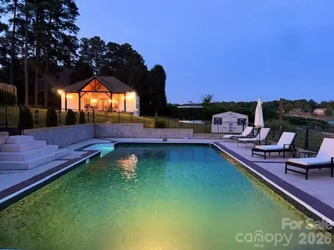 night time pool n pool house