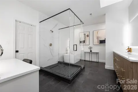 Glass walk-in shower