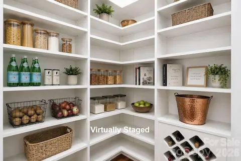 Walk-in pantry between kitchen and dining room 
